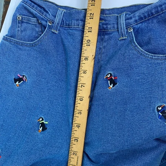 Vintage Embroidered Penguin High Rise Jeans by Quacker Factory 26/27” Waist - Picture 11 of 13